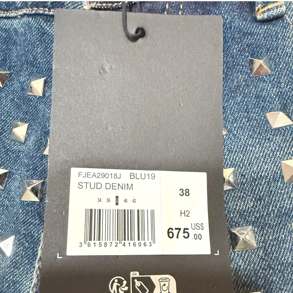 NWT The Kooples Stud-Embellished‎ Denim Jeans Women's Size 38 Distressed - Picture 2 of 12